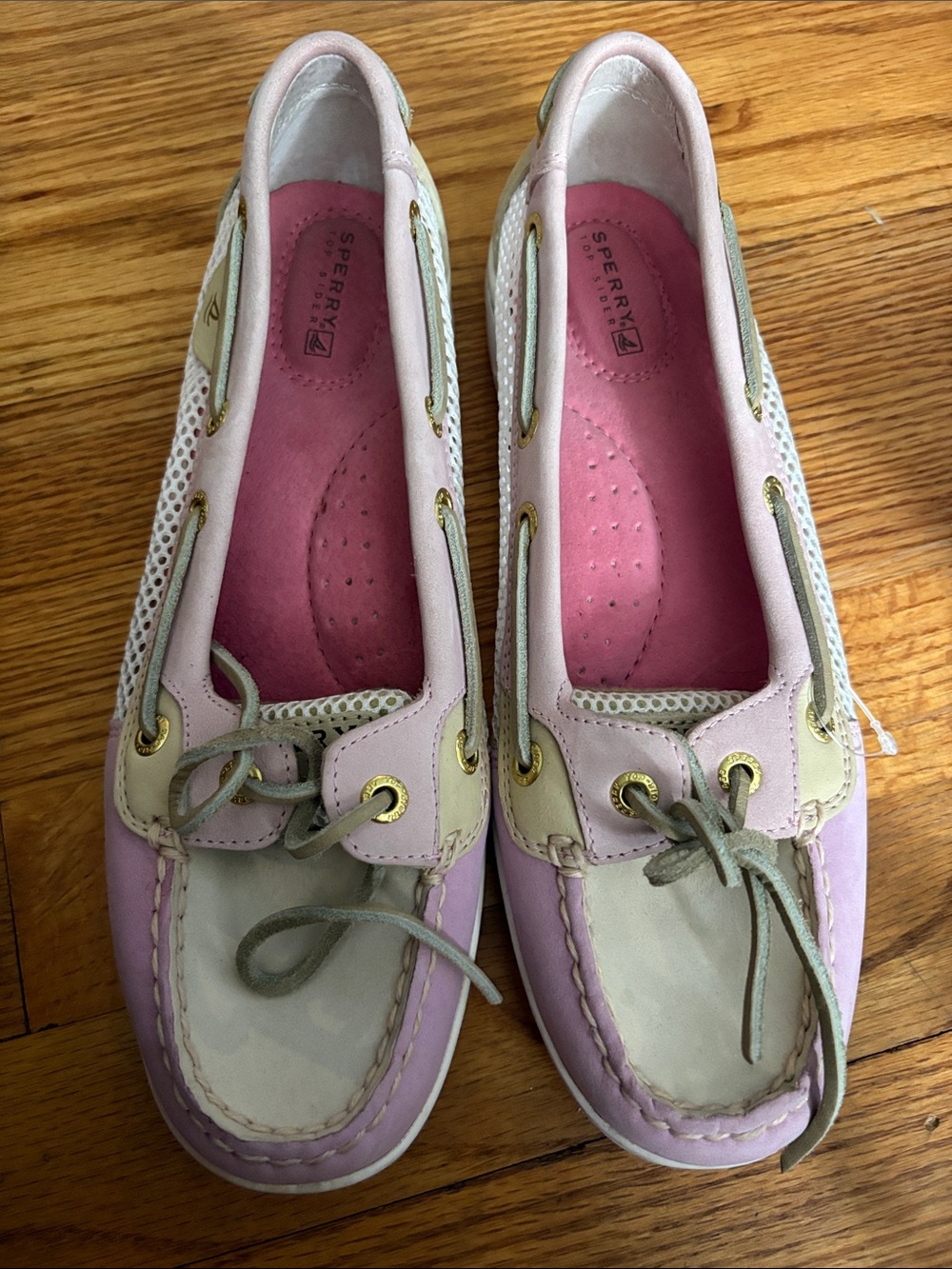 Sperry Two-Tone Pink and Cream Leather Boat Shoes